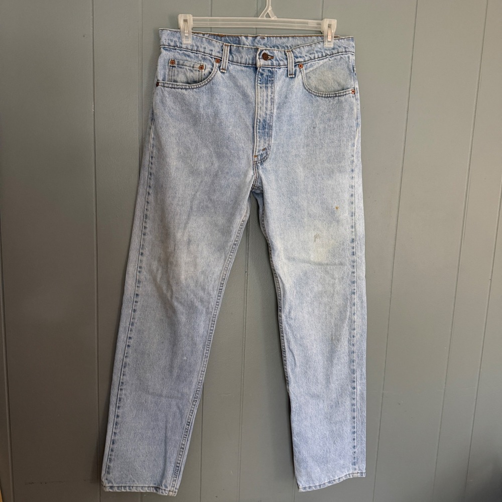 Vtg 90s Levis 505 Men Mid Rise Straight Leg Jeans 34x32 Light Wash Denim USA